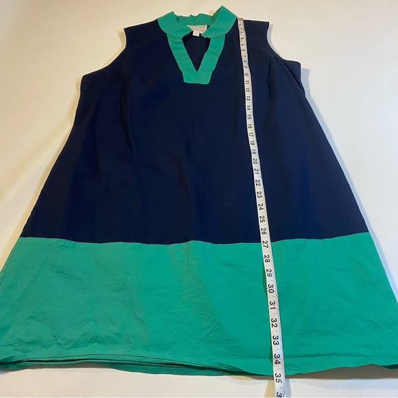 Sail To Sable Size XL Navy Blue & Kelly Green Color Block Sleeveless Shift Dress - Picture 4 of 8
